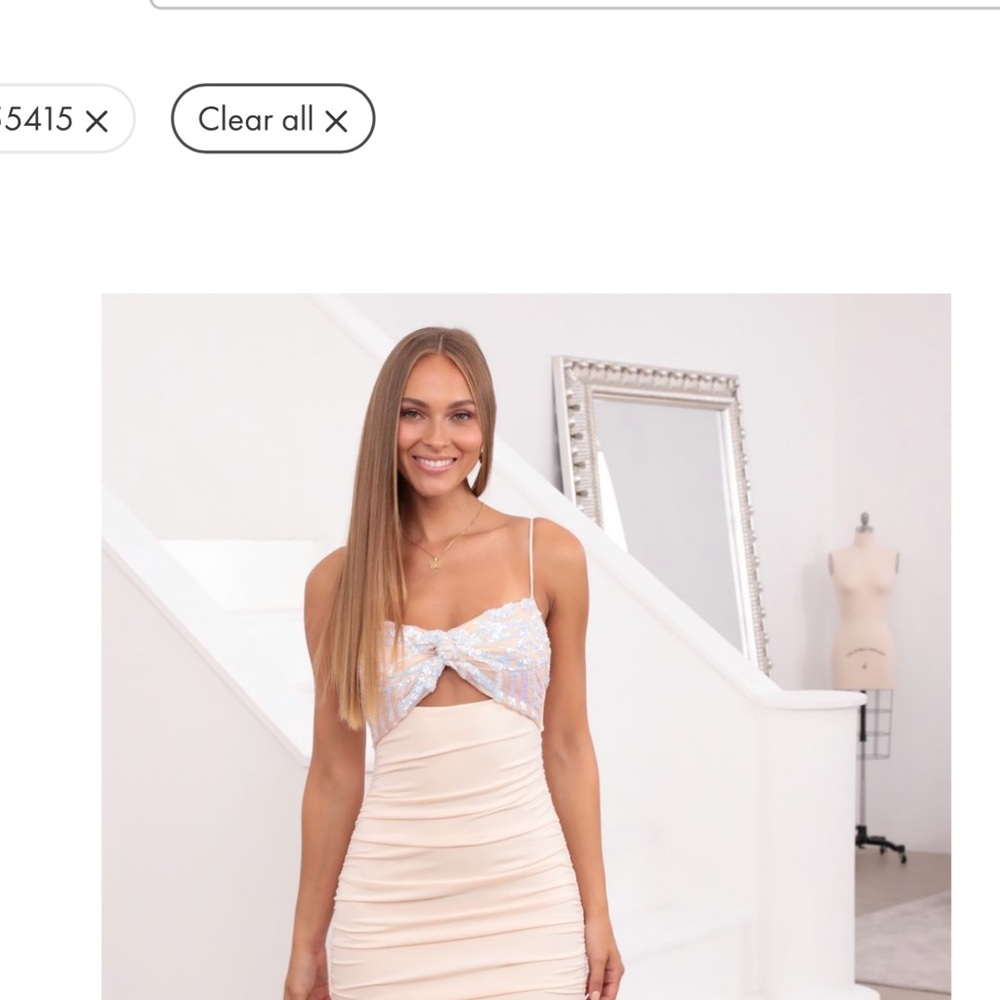 Lucy in The Sky bodycon ruched dress in nude